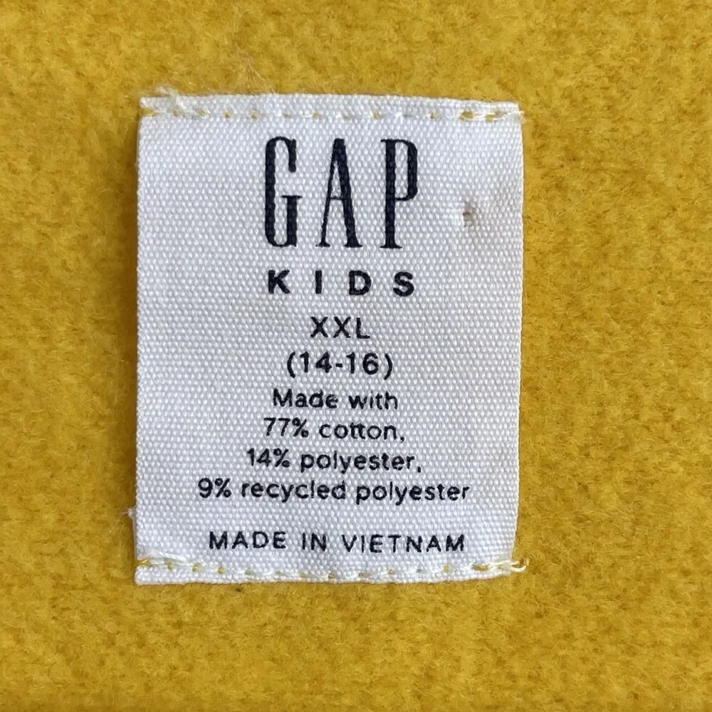 GAP Girls Youth XXL 14/16 Fleece Hoodie Zip Up Sweatshirt Yellow‎